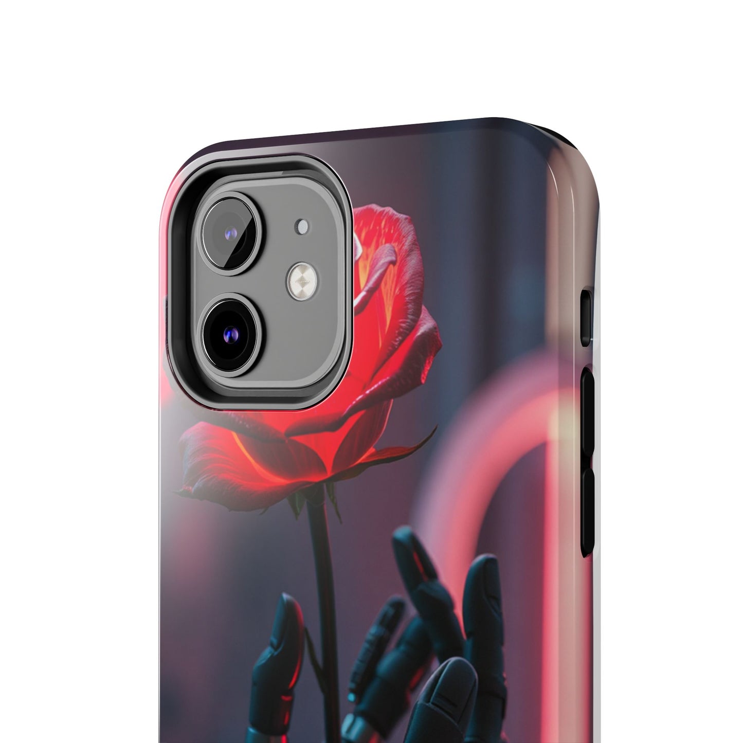 Futuristic Tough Phone Case with Robotic Rose Design | Durable Protection