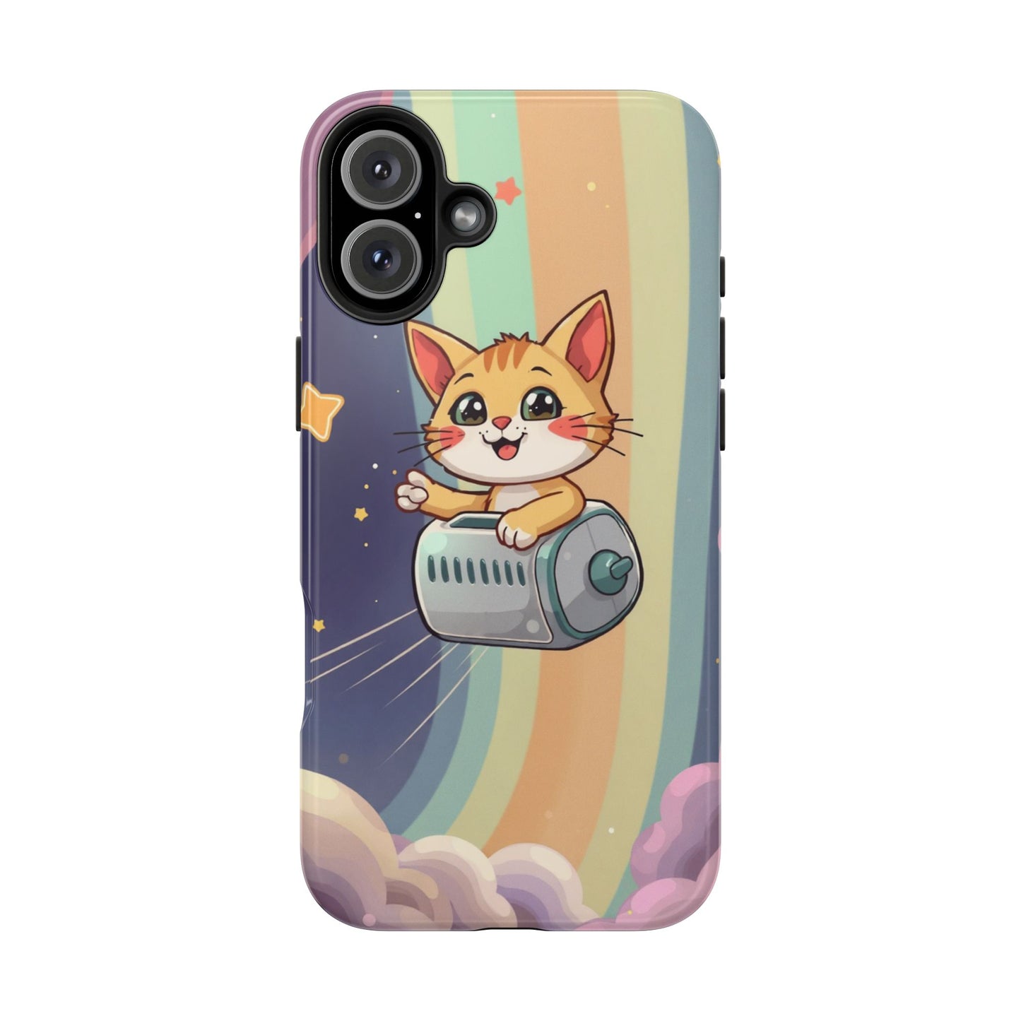 Cute Cat Rocket Phone Case - Vibrant and Playful Tough Case