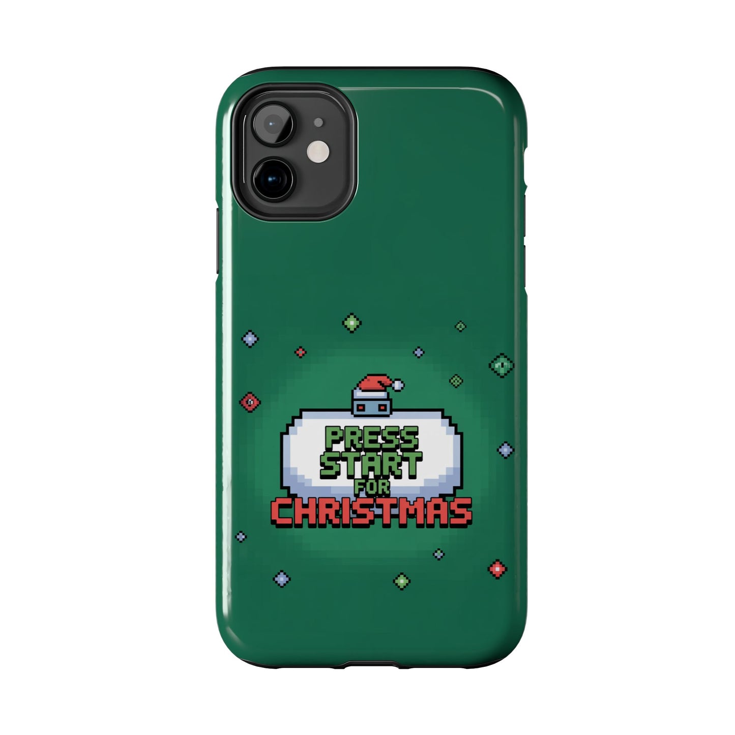 Christmas Pixel Gaming Phone Case - Press Start for Christmas Design