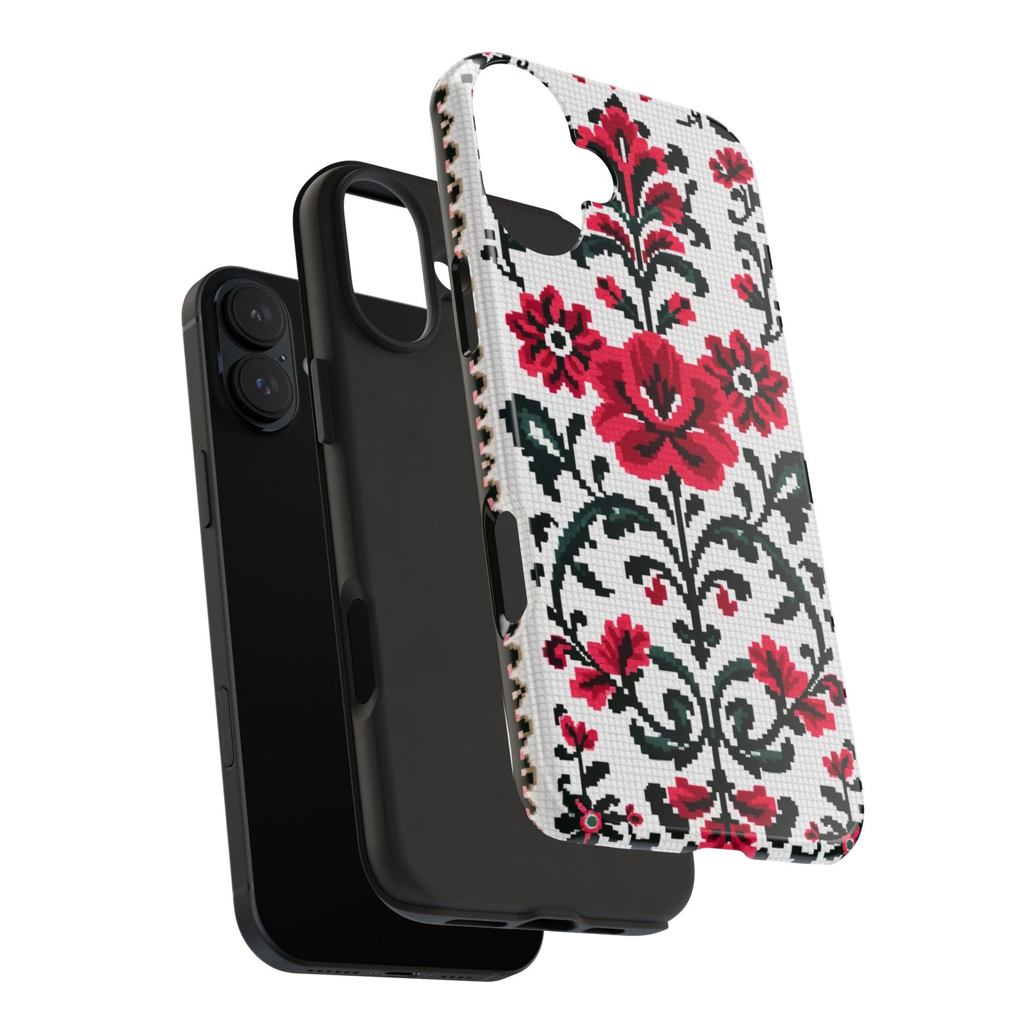 Traditional Floral Knit Tough Phone Cases - Durable Protection with Vintage Style - for iPhone