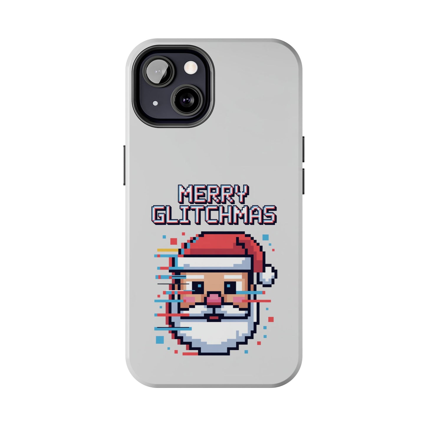 Merry Glitchmas Phone Case - Christmas Pixel Art Design for iPhone