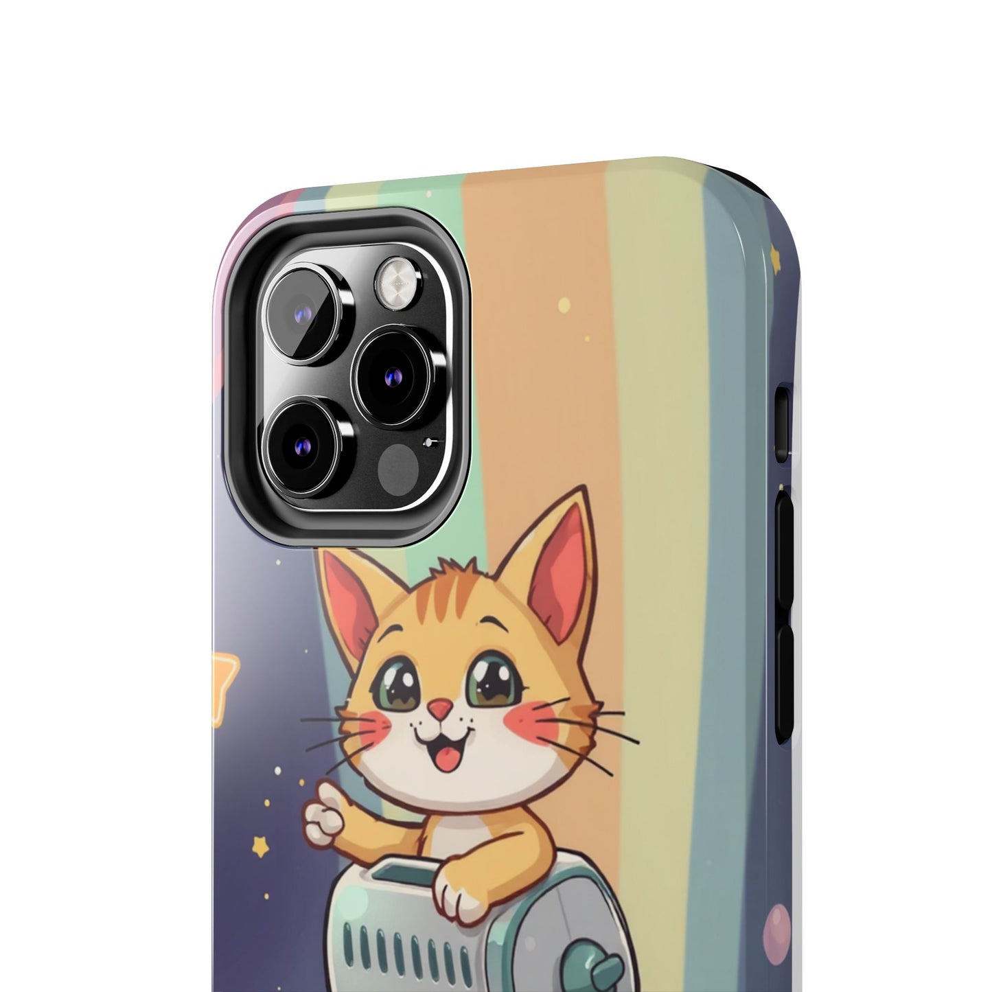 Cute Cat Rocket Phone Case - Vibrant and Playful Tough Case