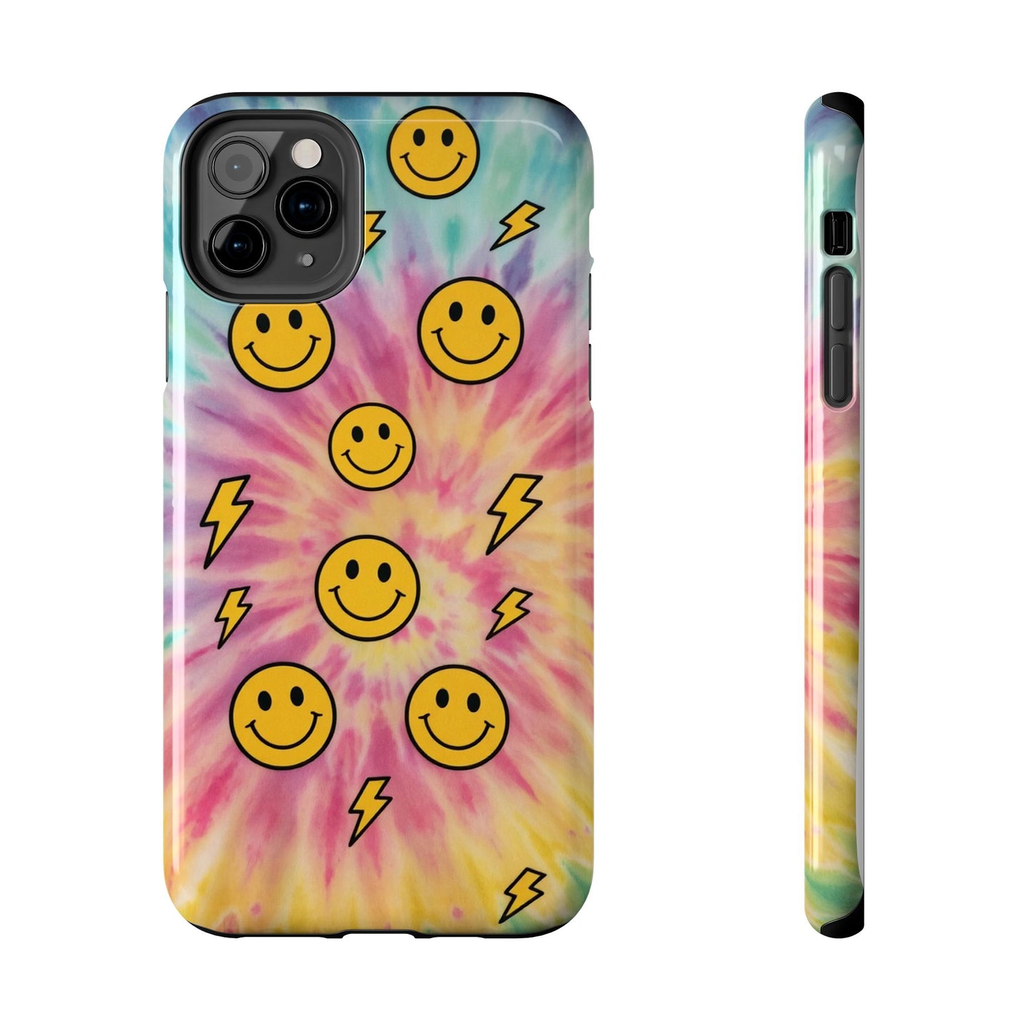 Colorful Smiley Lightning Tough Phone Case - Fun & Durable