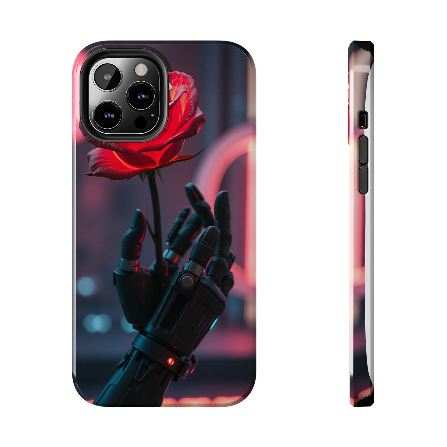 Futuristic Tough Phone Case with Robotic Rose Design | Durable Protection