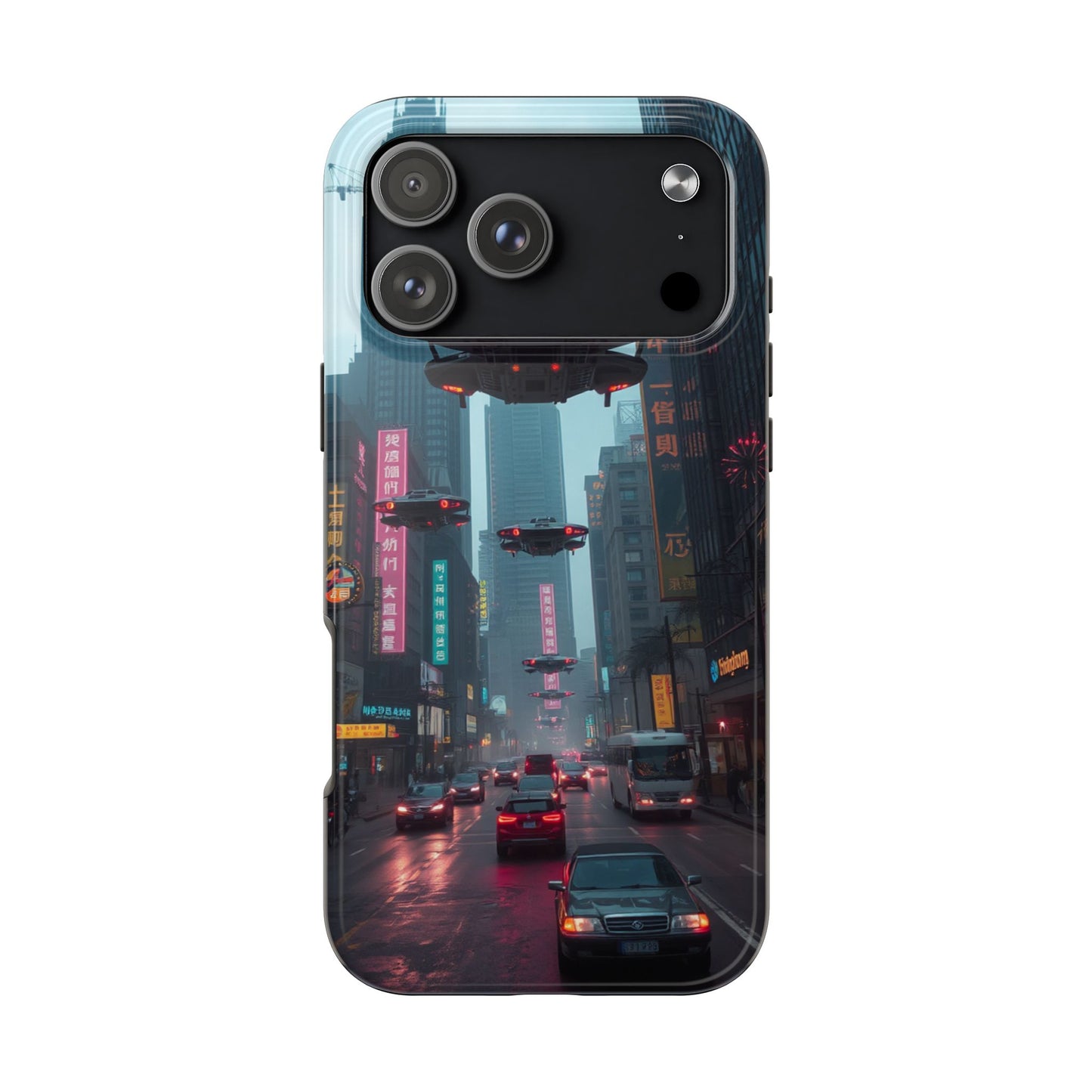 Futuristic City Tough Phone Case - Sci-Fi Design for Urban Explorers