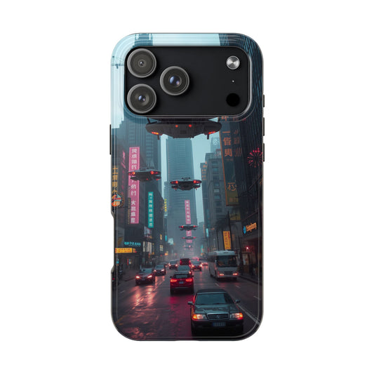 Futuristic City Tough Phone Case - Sci-Fi Design for Urban Explorers