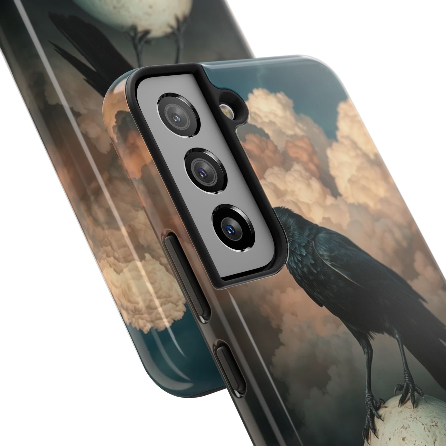 Gothic Raven Skull Tough Phone Case - Unique Protective Cover for Halloween Lovers