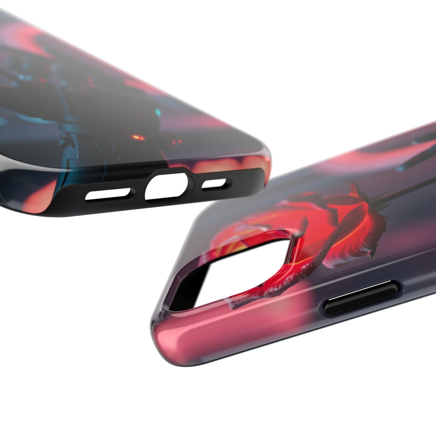 Futuristic Tough Phone Case with Robotic Rose Design | Durable Protection
