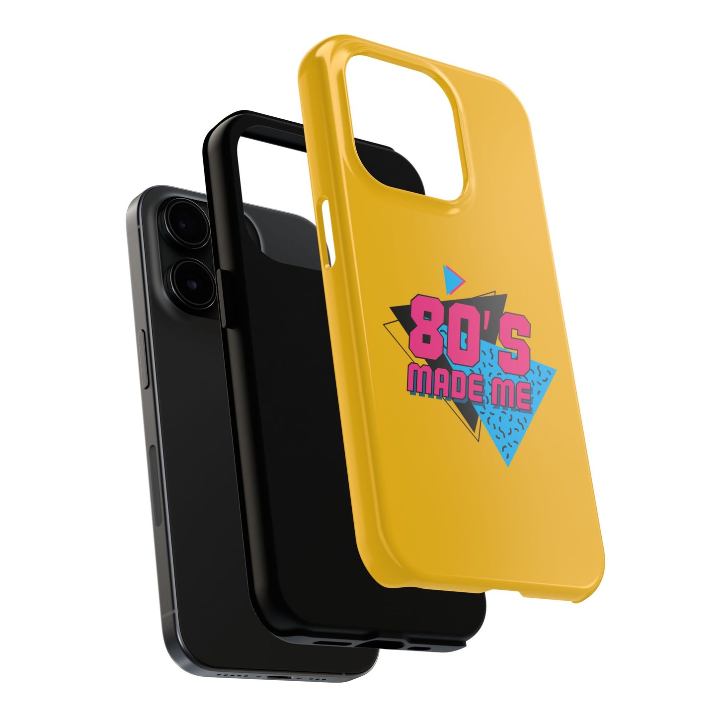 80's Made Me Tough Phone Case - Retro Yellow Silicone Cover - for iPhone