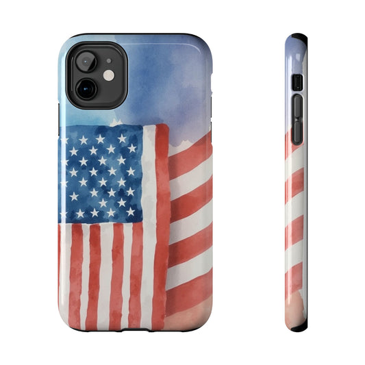 Abstract Watercolor American Flag Design - Tough Phone Case - for iPhone