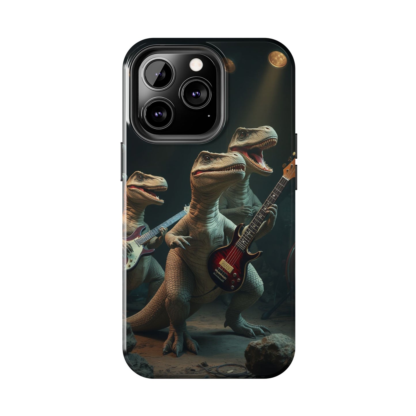 Rockin' Dinosaur Tough Phone Cases - Perfect for Music Lovers and Kids!