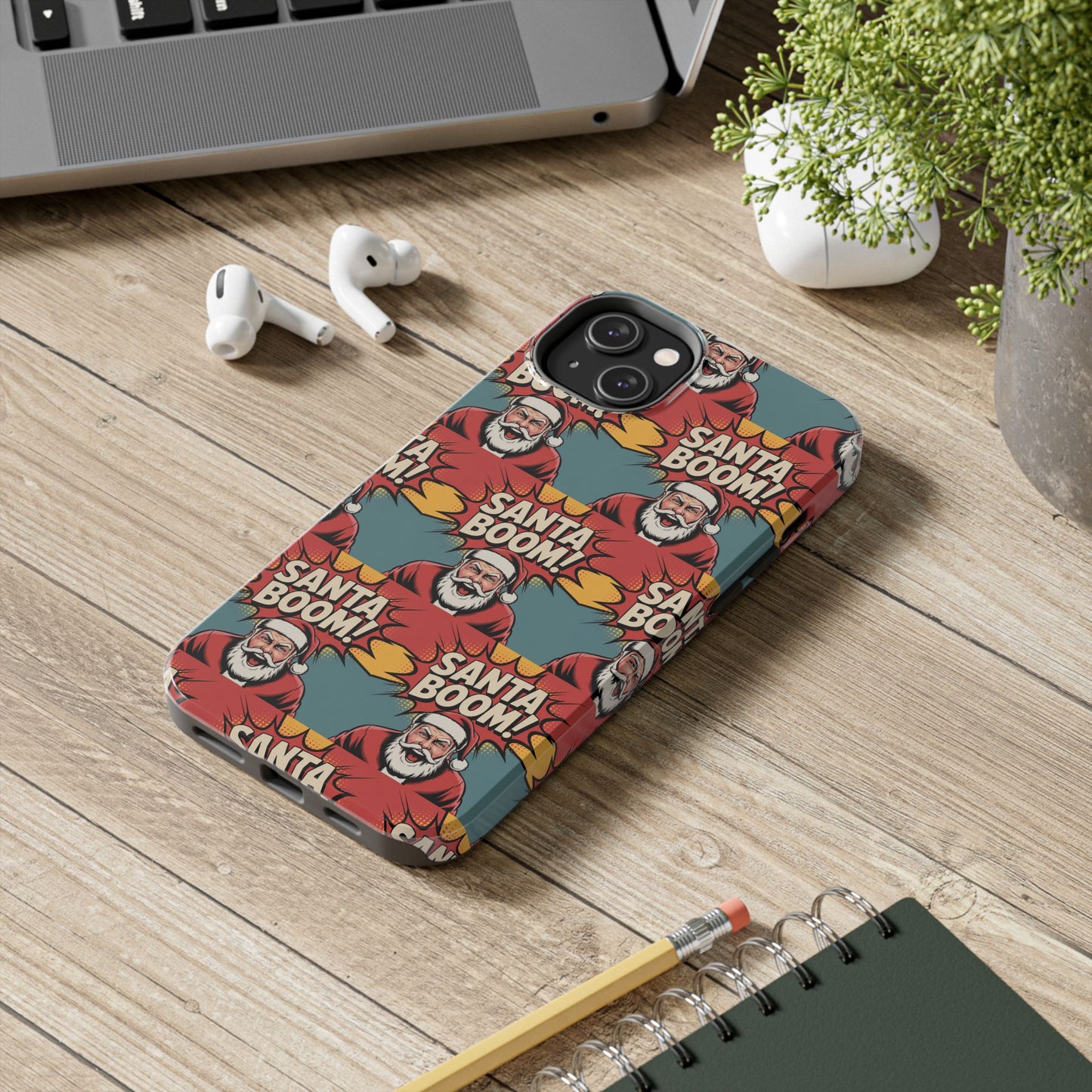 Festive Santa Boom Pattern Tough Phone Case