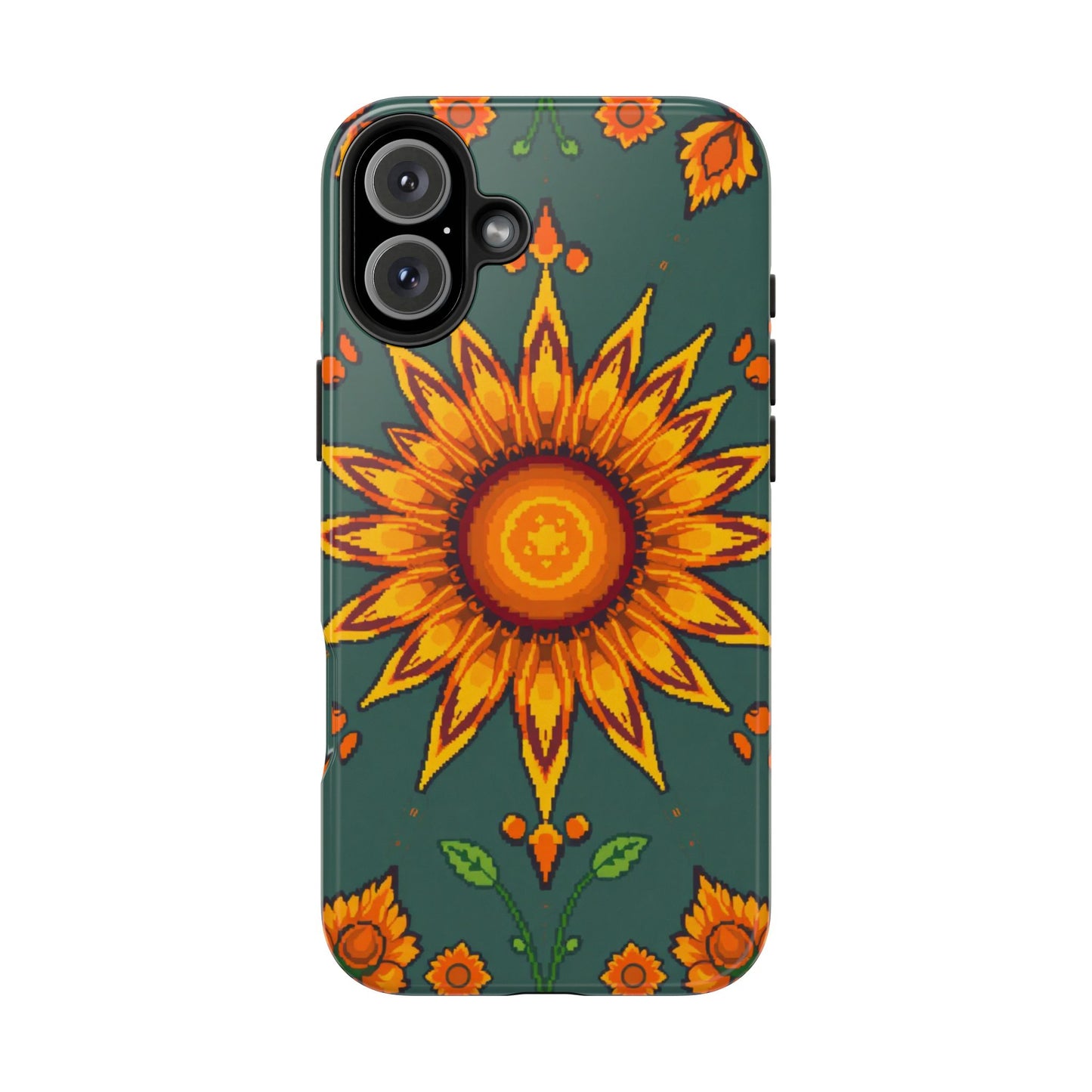Pixelated Vibrant Floral Tough Phone Case | Sunflower Design for Nature Lovers - for iPhone