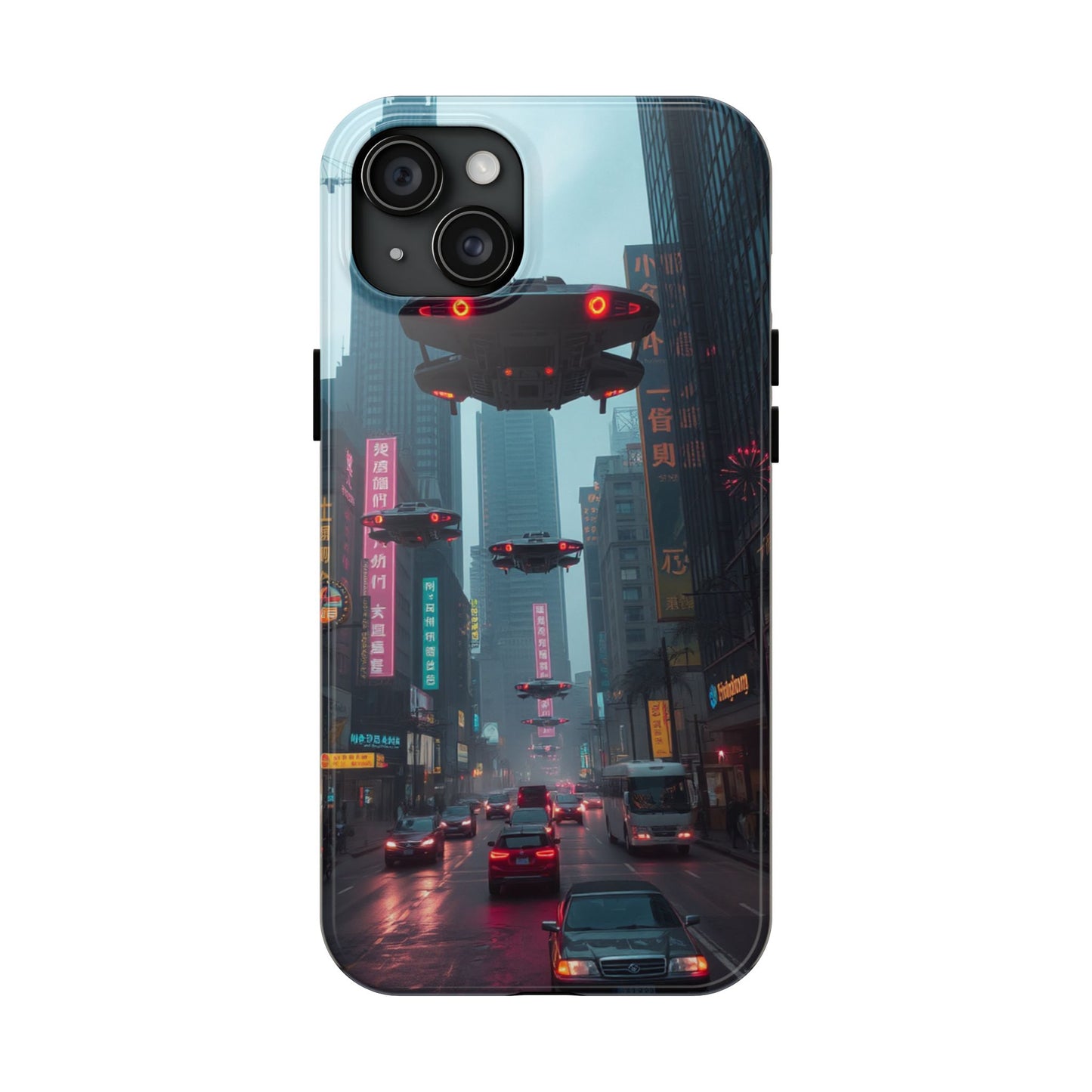 Futuristic City Tough Phone Case - Sci-Fi Design for Urban Explorers