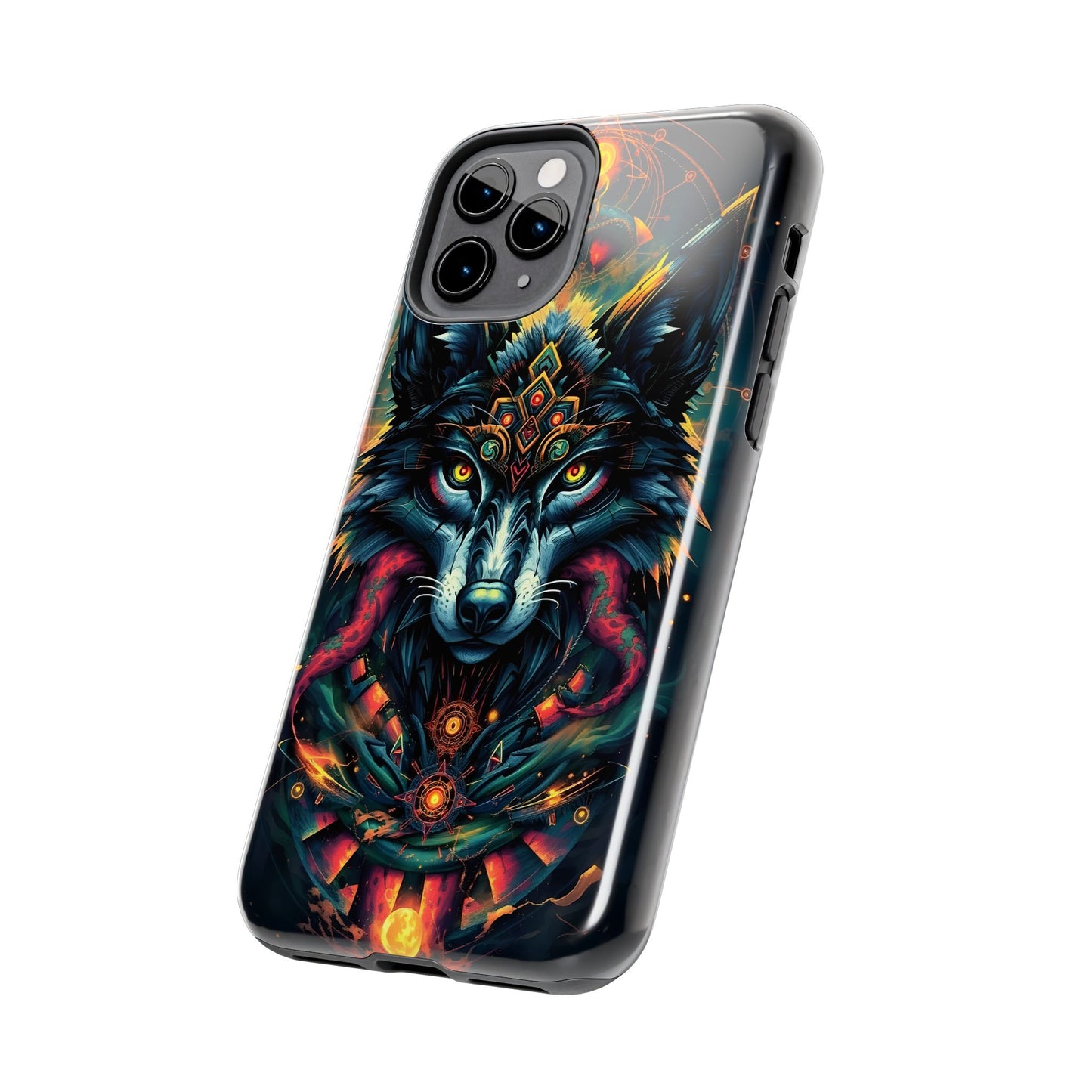 Vibrant Mystical Wolf Art Tough Phone Case - Durable & Unique Design for Animal Lovers - for iPhone