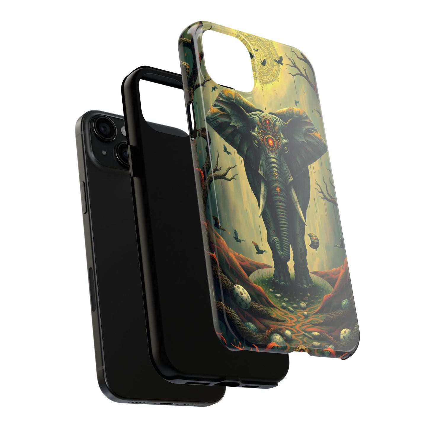 Mystical Forest Elephant Tough Phone Case | Vibrant Design for Nature Lovers - for iPhone