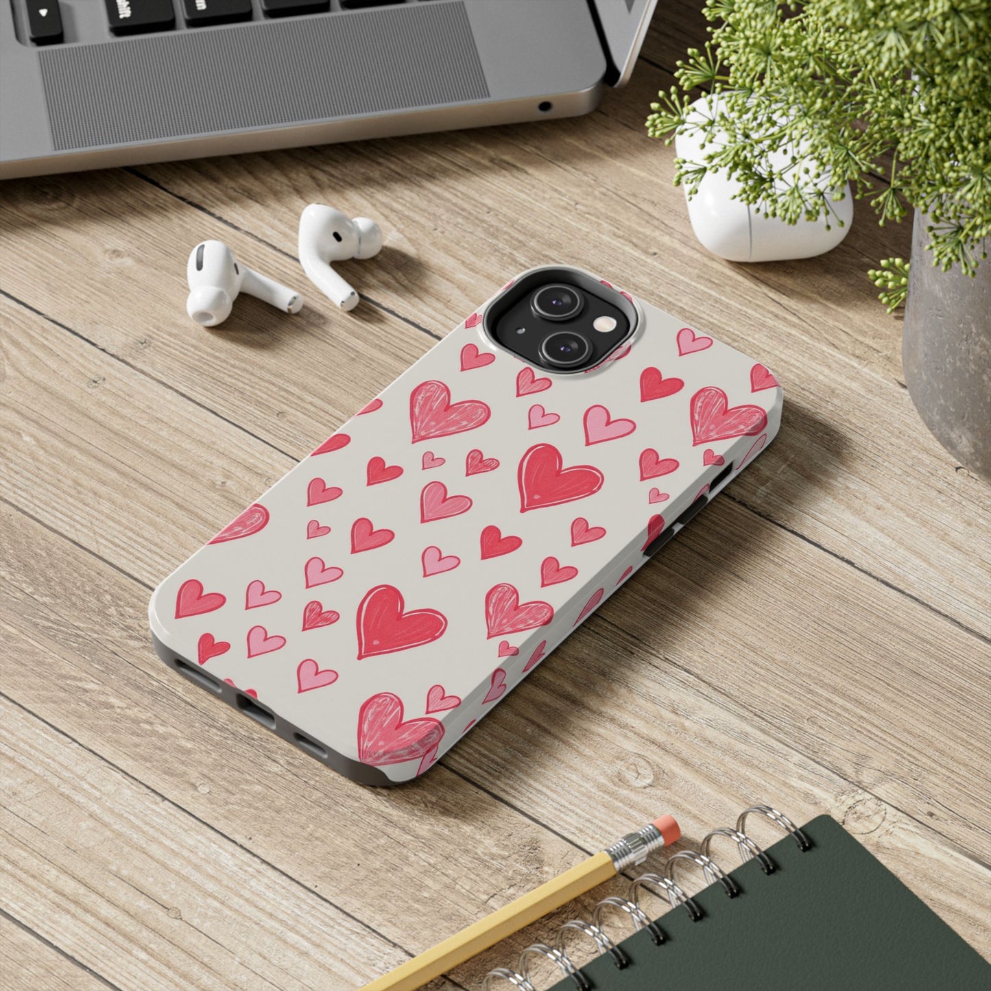 Heart Pattern Tough Phone Case - Cute and Stylish Protection