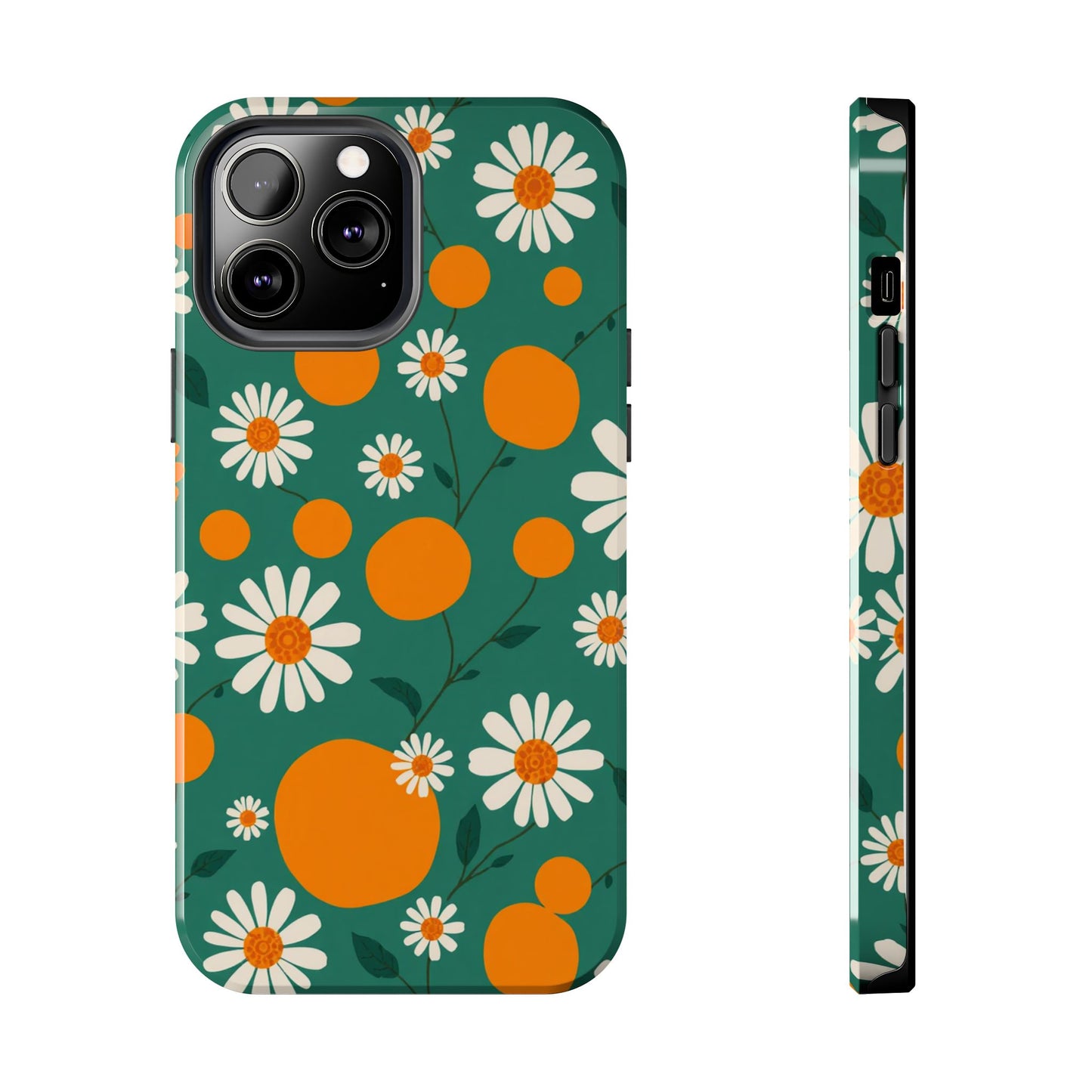 Floral Tough Phone Case - Daisy & Orange Design