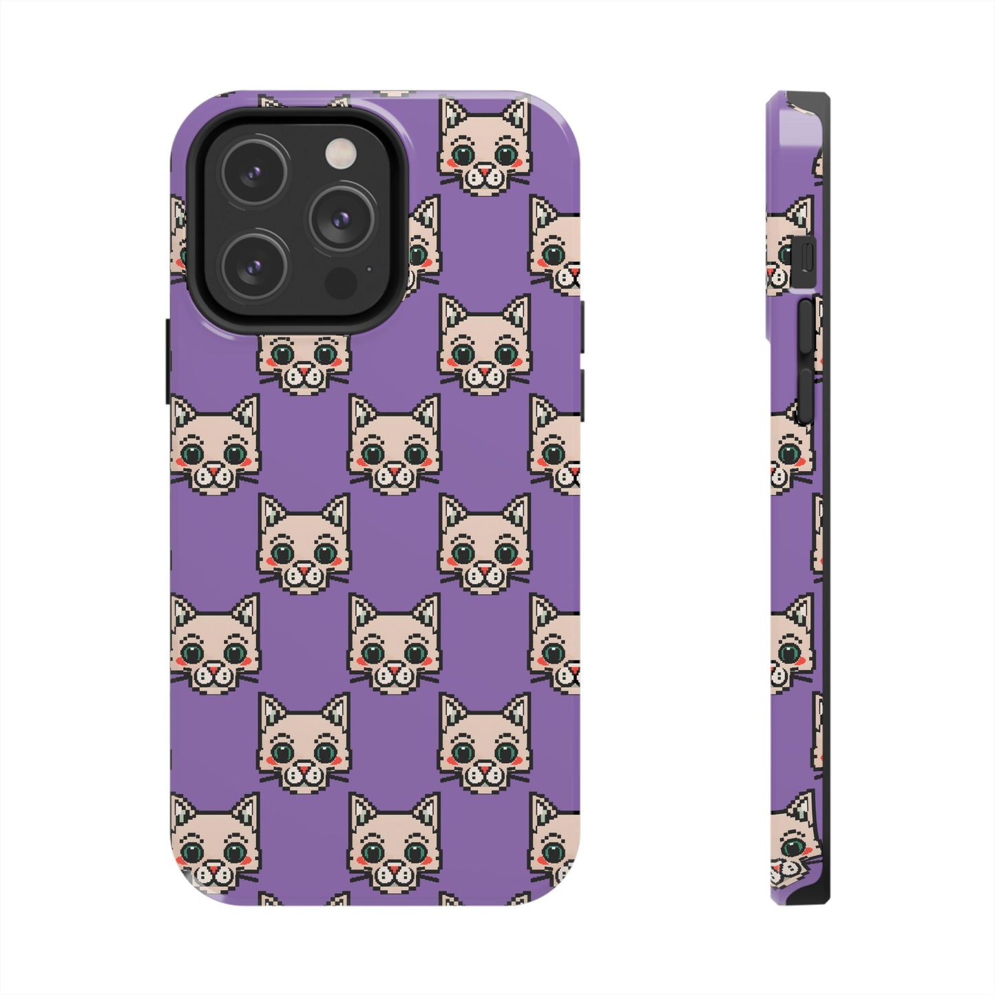 Cute Pixel Cat Tough Phone Case – Fun and Durable Protection for Cat Lovers - for iPhone