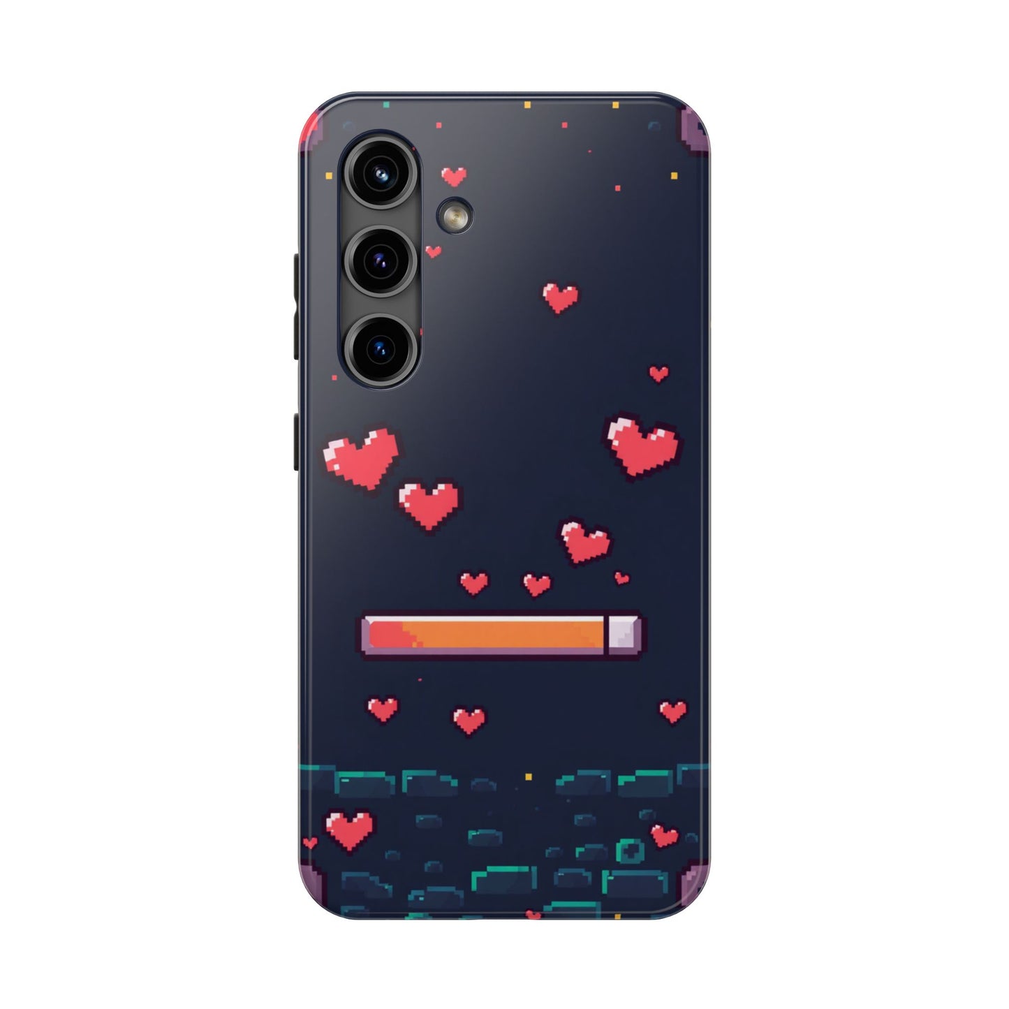 Pixel Heart Tough Phone Case - Retro Gamer Style for Valentine's Day