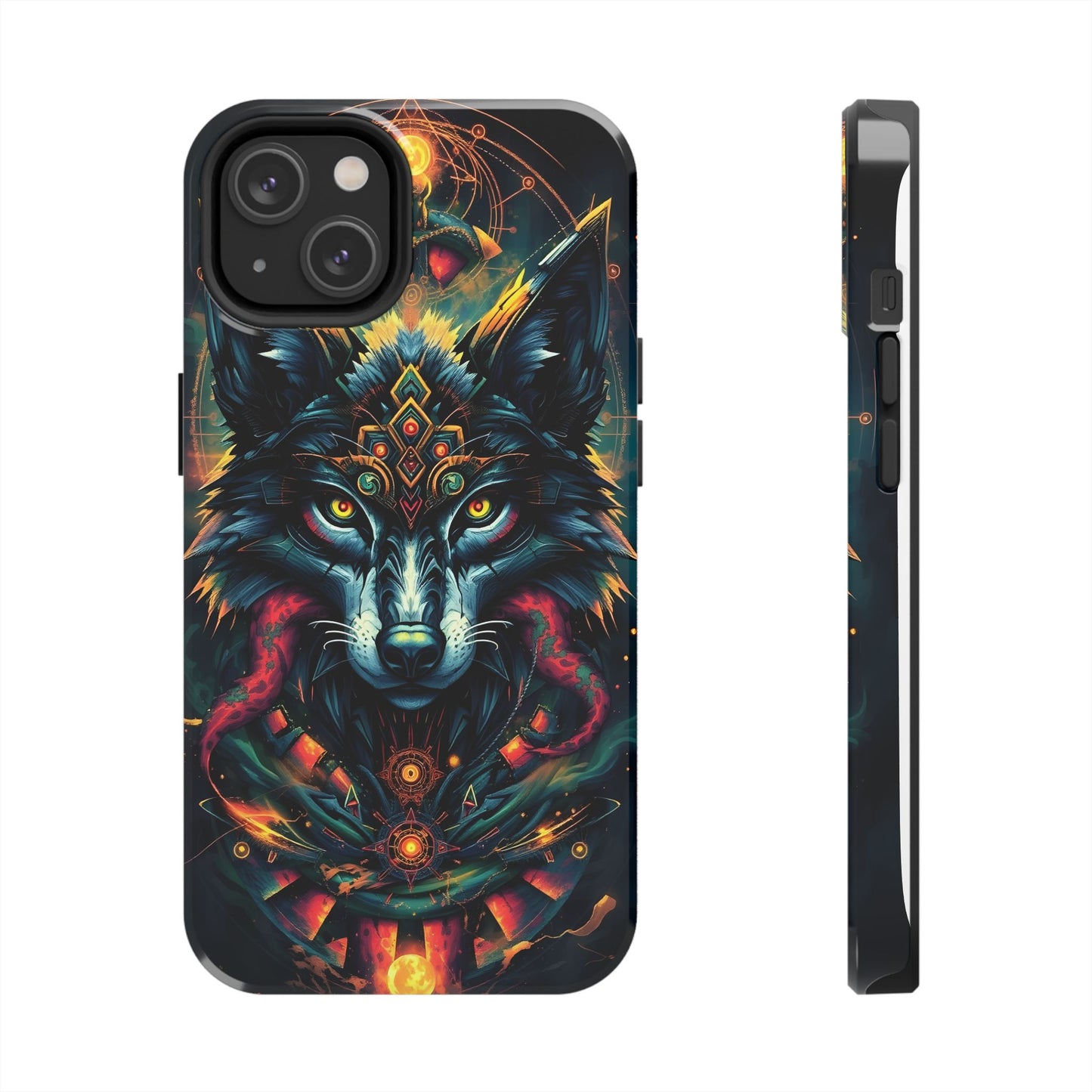 Vibrant Mystical Wolf Art Tough Phone Case - Durable & Unique Design for Animal Lovers - for iPhone