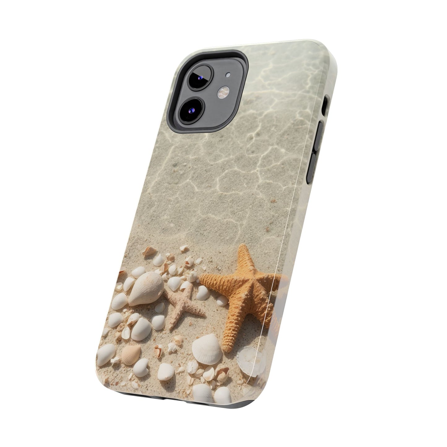 Beach-Inspired Tough Phone Case with Starfish and Seashell Design