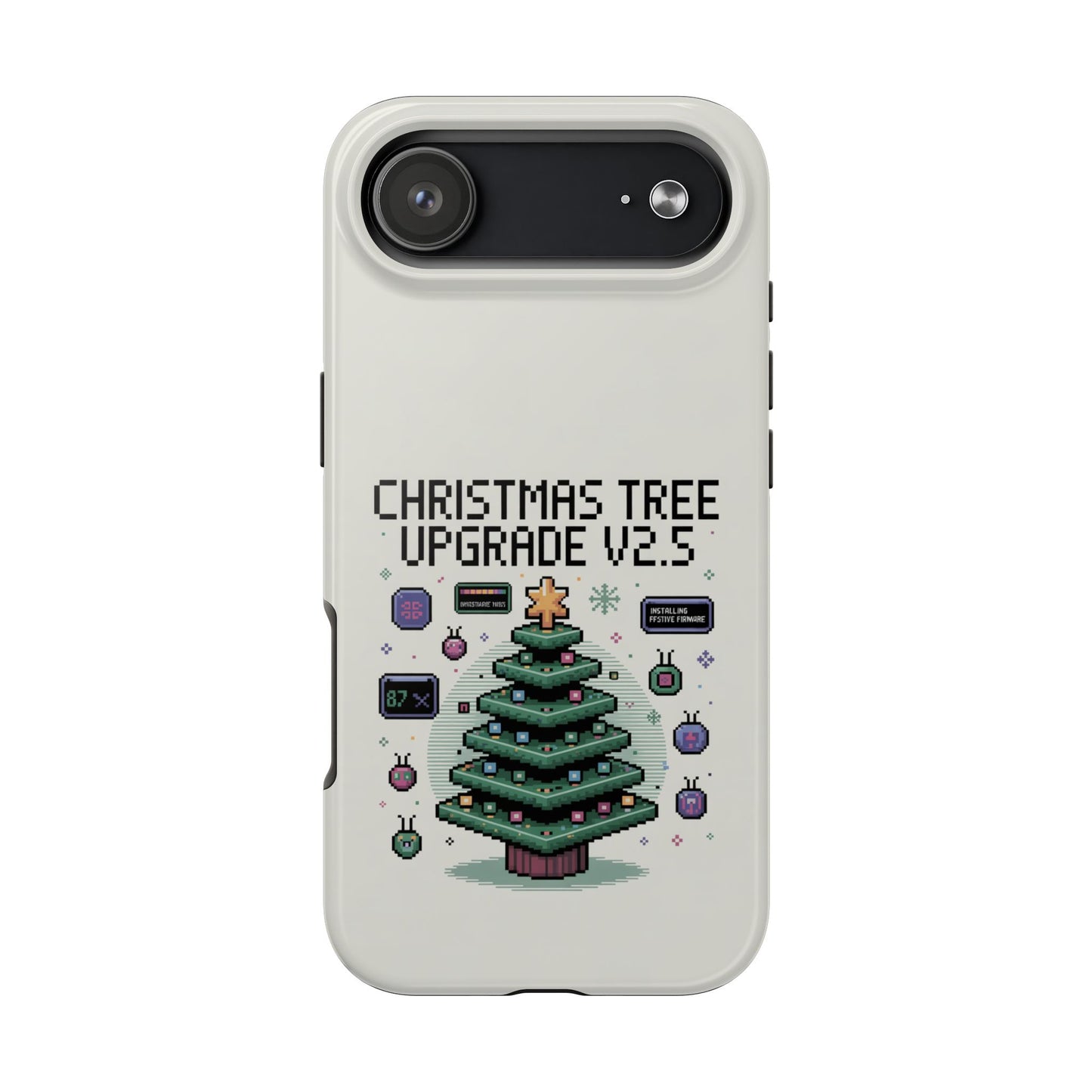 Christmas Tree Upgrade Tough iPhone Case - Pixel Art Design