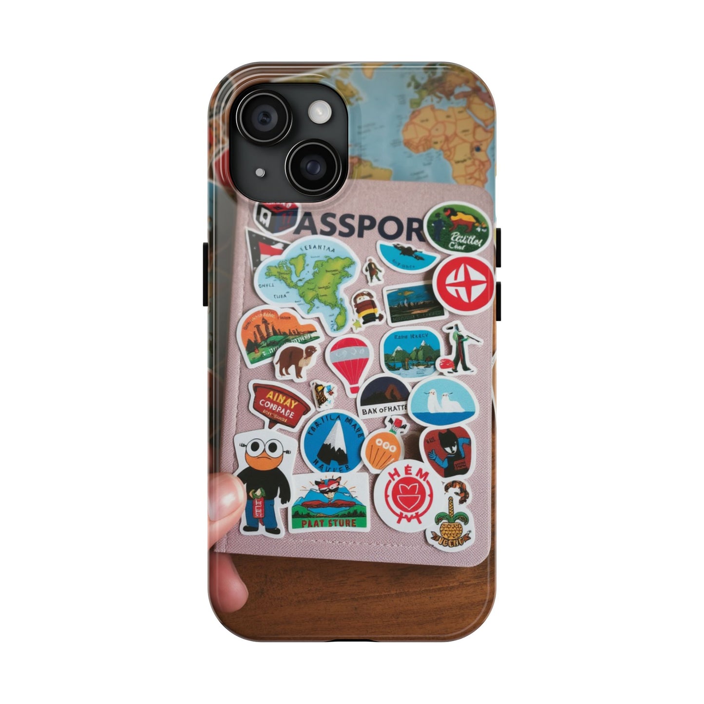 Adventure Stickers Phone Case - Tough Protection for Travel Lovers