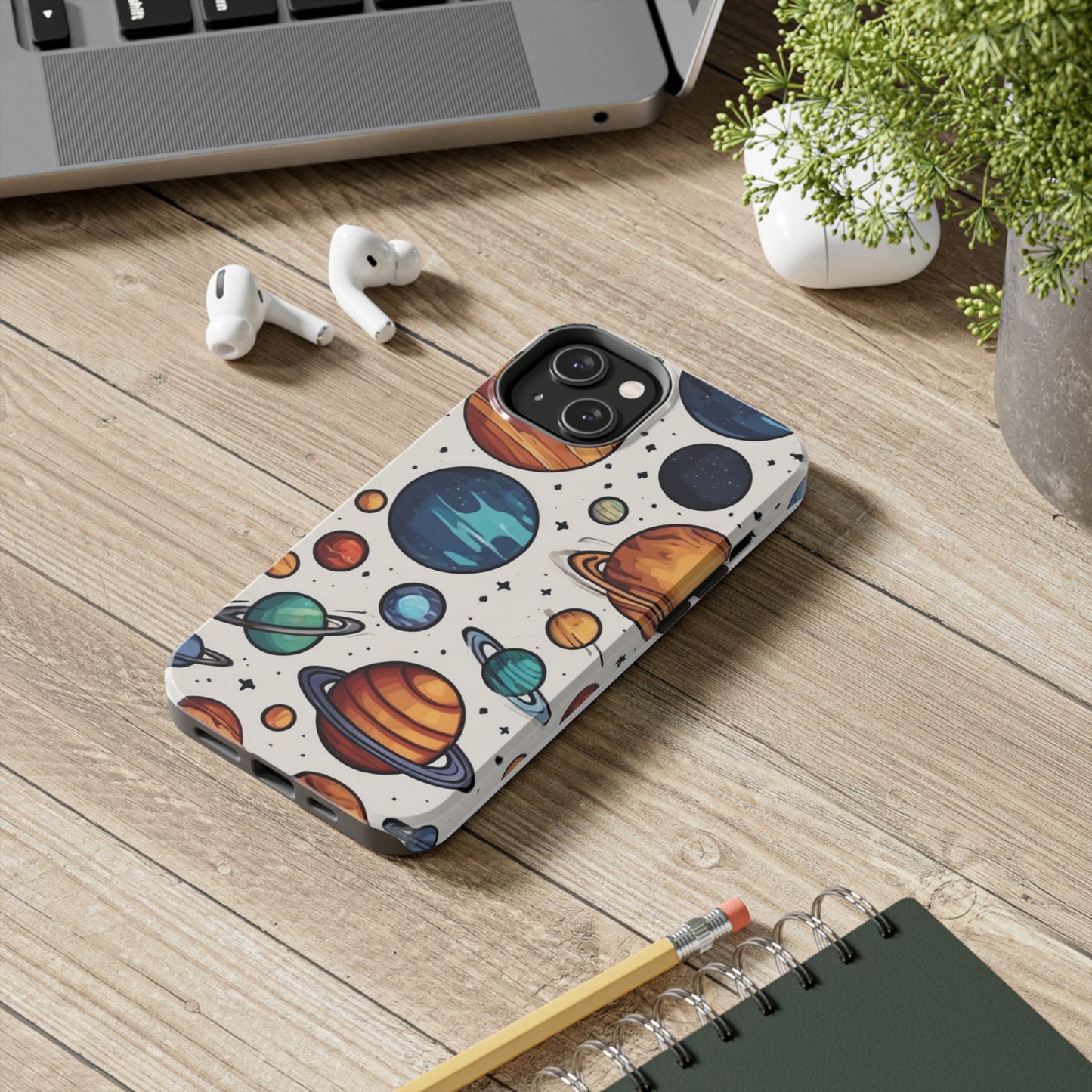Cosmic Galaxy Tough Phone Case - Planetary Cartoon Design - for iPhone