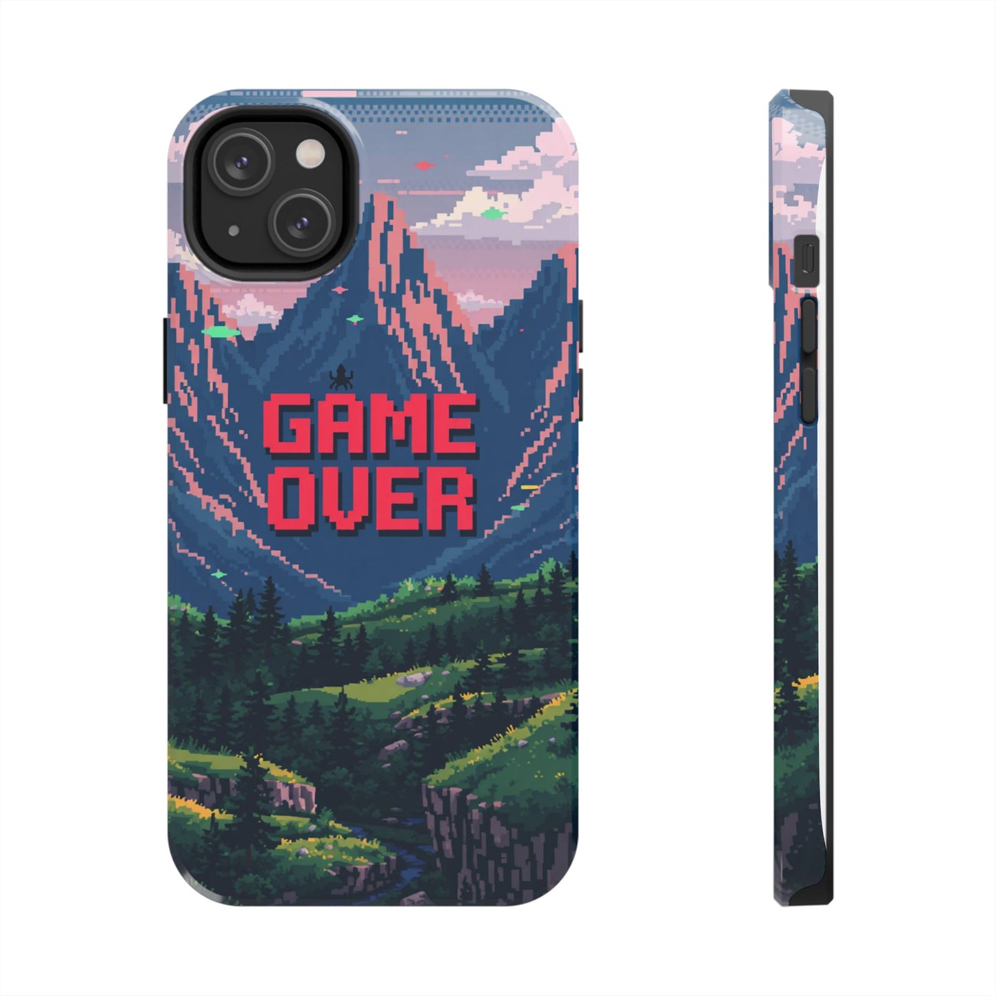 Pixel Art Tough Phone Case - 'Game Over' Design for Gamers
