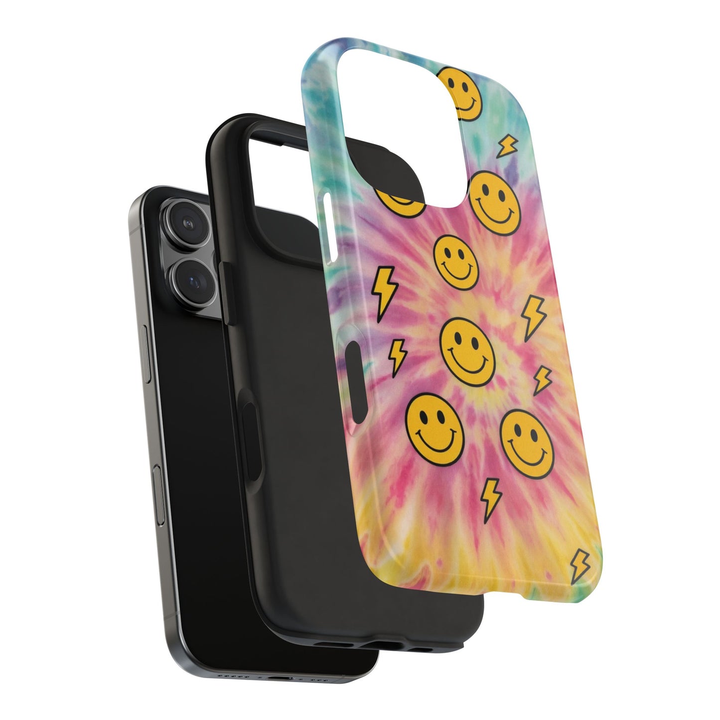 Colorful Smiley Lightning Tough Phone Case - Fun & Durable