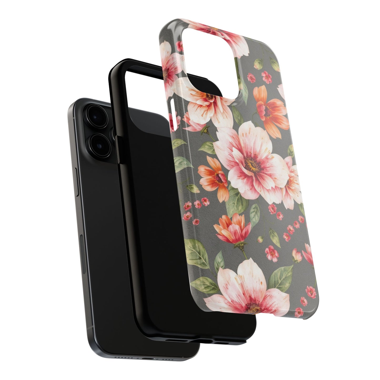 Floral Pink Tough Phone Case - Stylish & Durable Floral Design - for iPhone