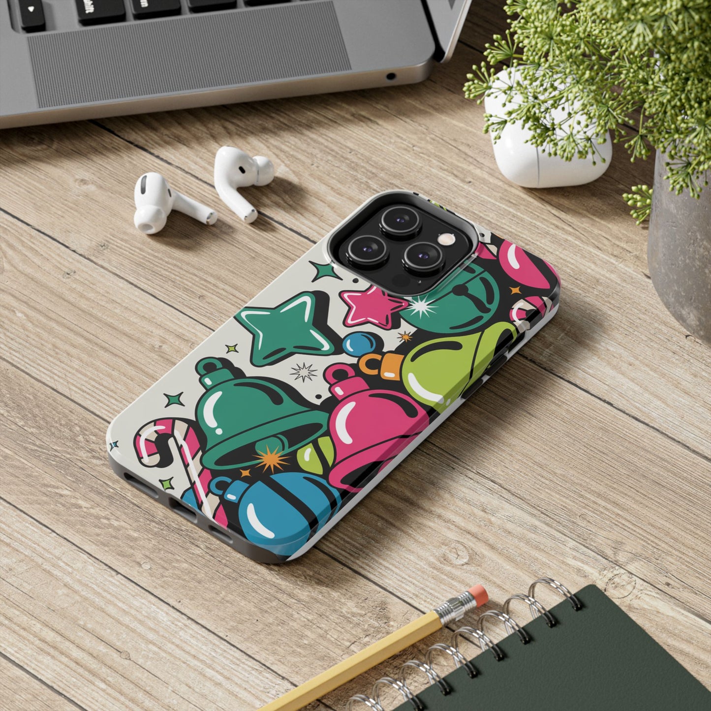 Retro 90's Colorful Bell Pattern Tough Phone Case for iPhones