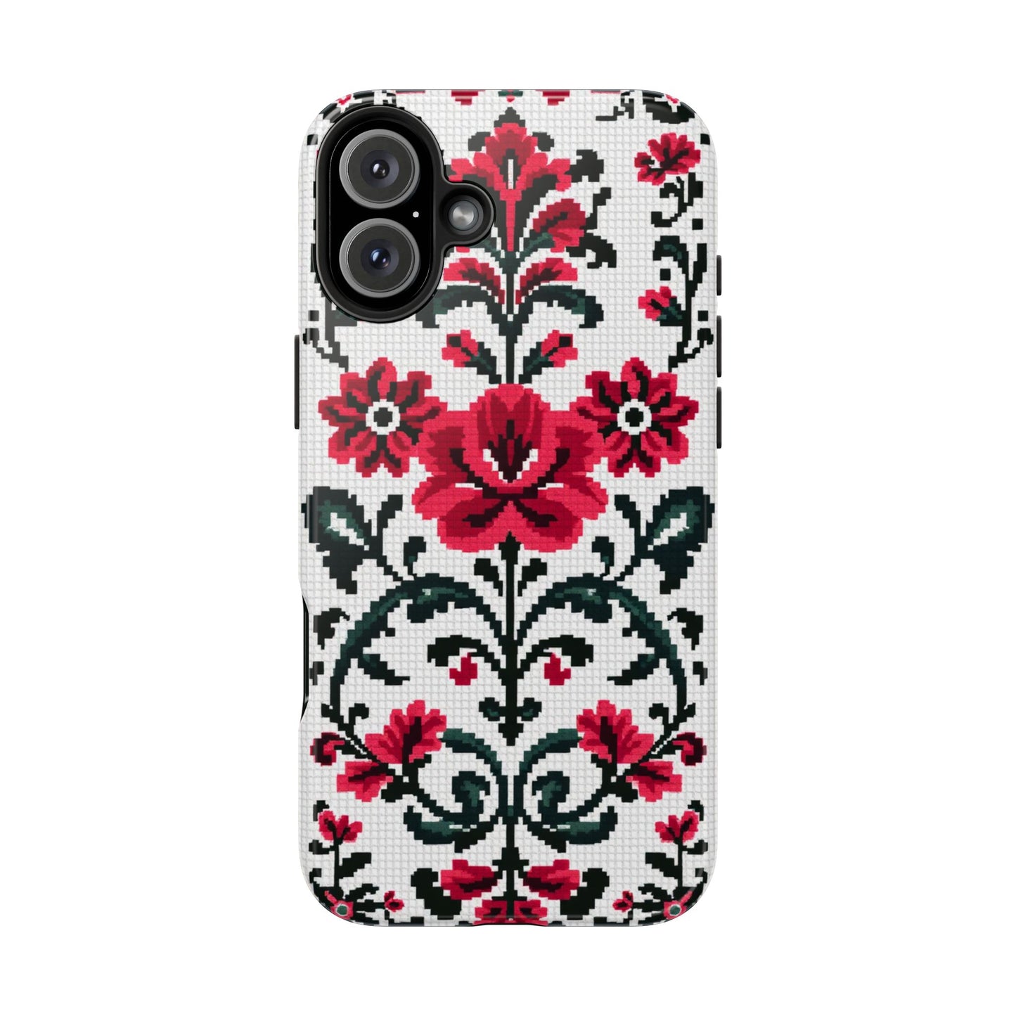 Traditional Floral Knit Tough Phone Cases - Durable Protection with Vintage Style - for iPhone