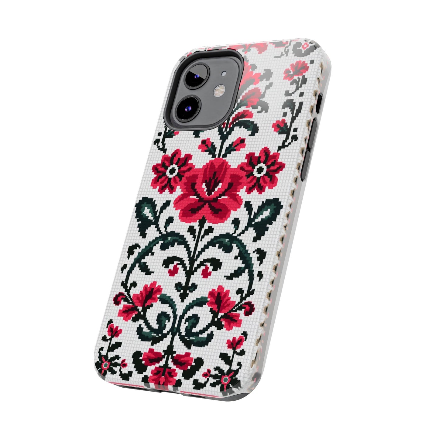 Traditional Floral Knit Tough Phone Cases - Durable Protection with Vintage Style - for iPhone