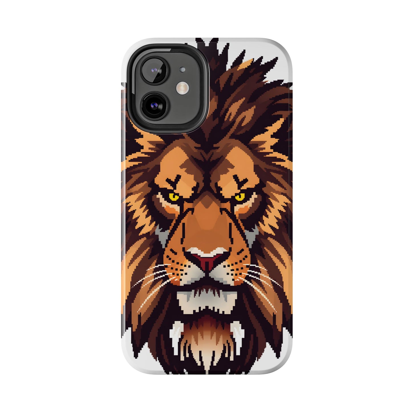 Fierce Pixelated Lion Tough Phone Case - Durable Design for Animal Lovers - for iPhone