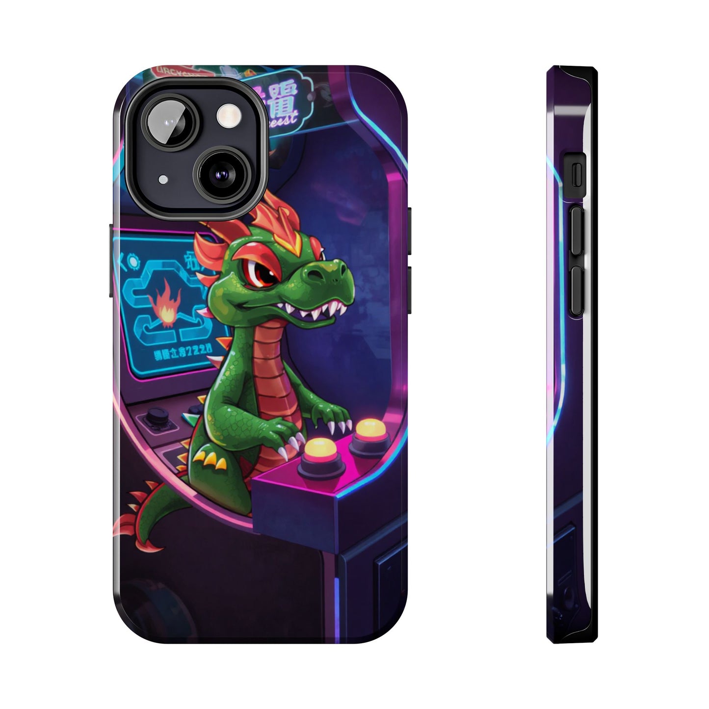Retro Gamer Tough Phone Case with Dragon Design