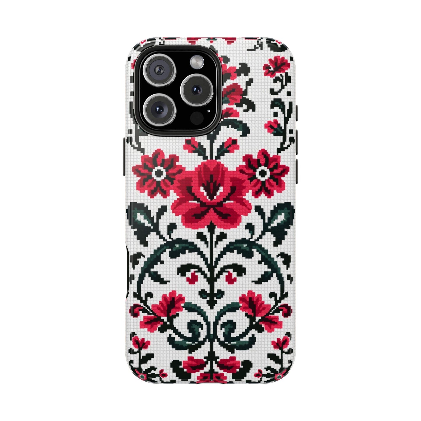 Traditional Floral Knit Tough Phone Cases - Durable Protection with Vintage Style - for iPhone