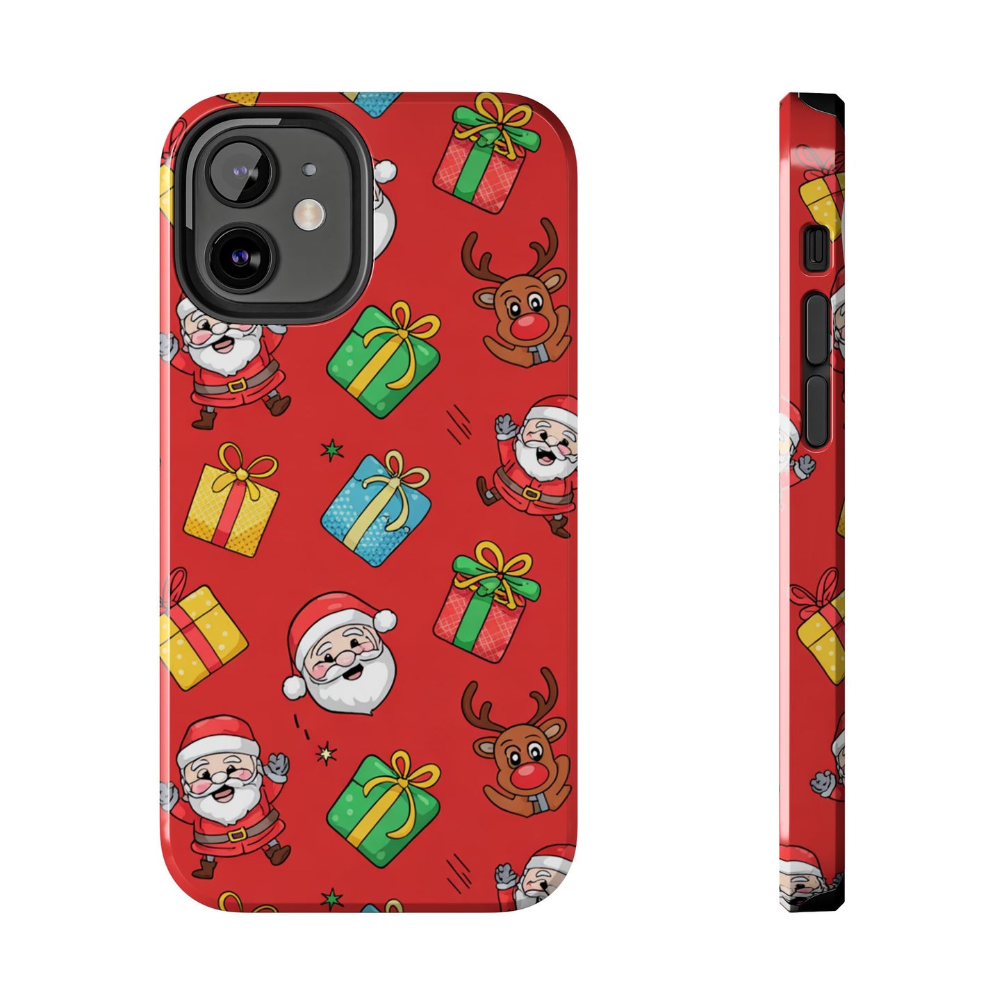 Festive Santa and Reindeer Tough Phone Case - Christmas Holiday Design