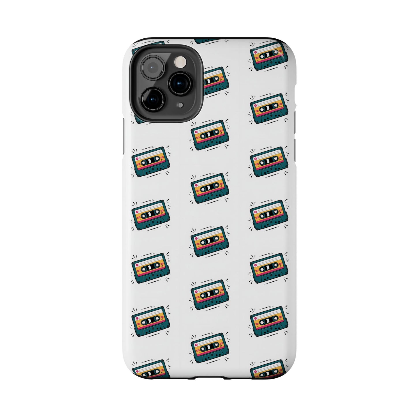 Retro Cassette Tape Phone Case Pattern - White