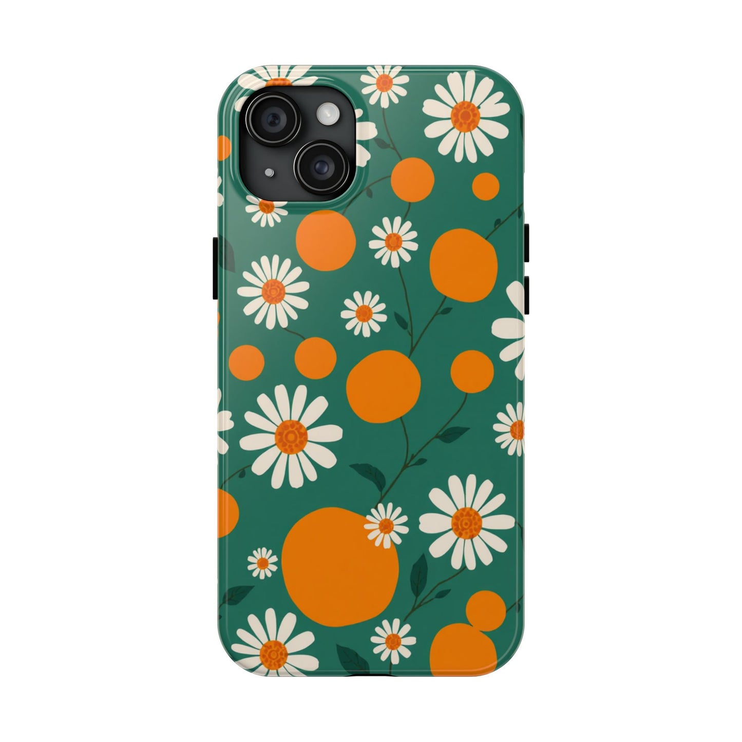 Floral Tough Phone Case - Daisy & Orange Design