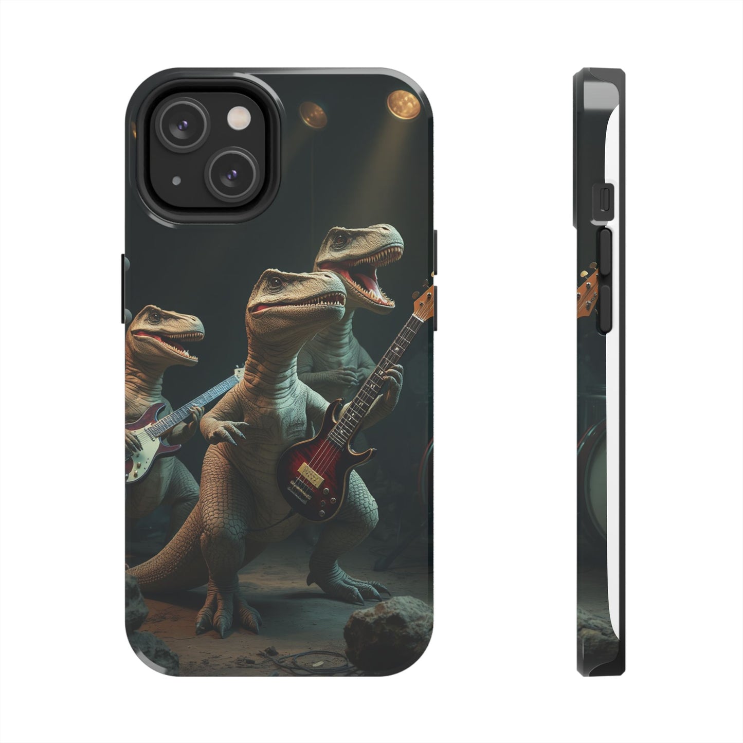 Rockin' Dinosaur Tough Phone Cases - Perfect for Music Lovers and Kids!