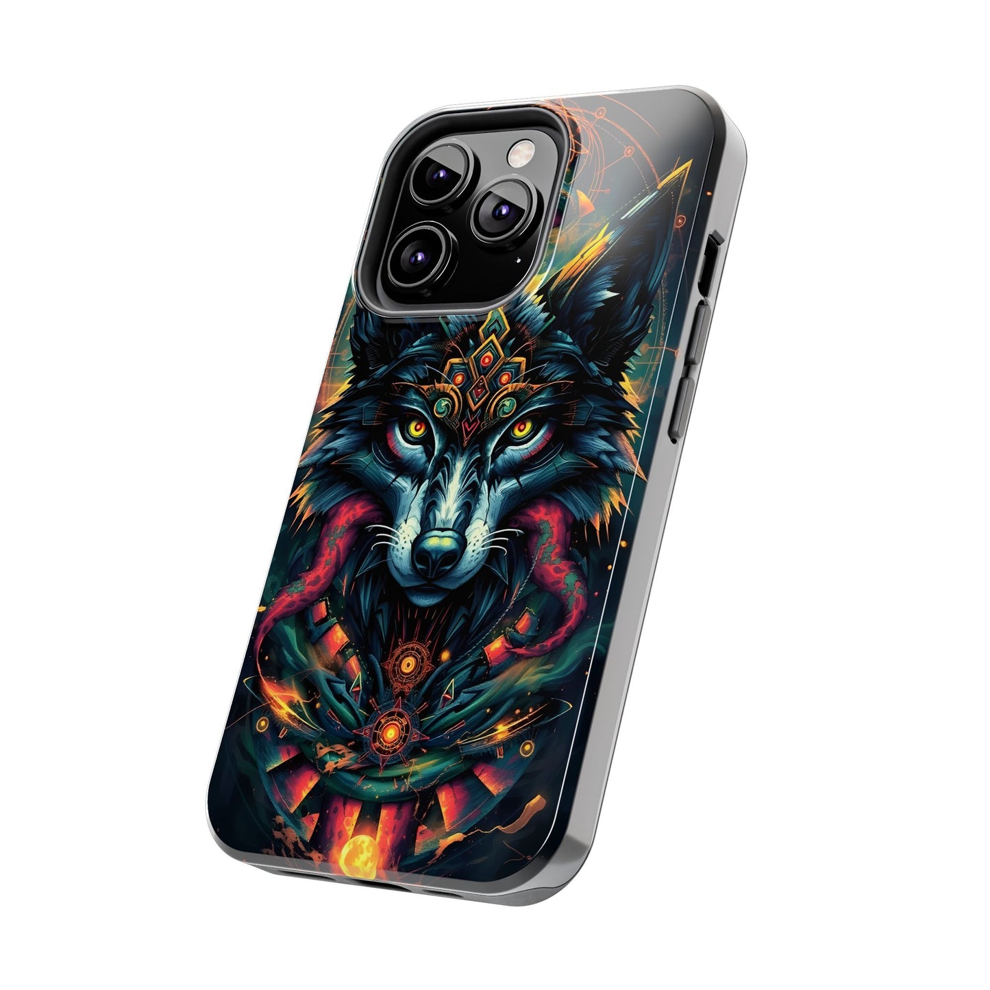 Vibrant Mystical Wolf Art Tough Phone Case - Durable & Unique Design for Animal Lovers - for iPhone