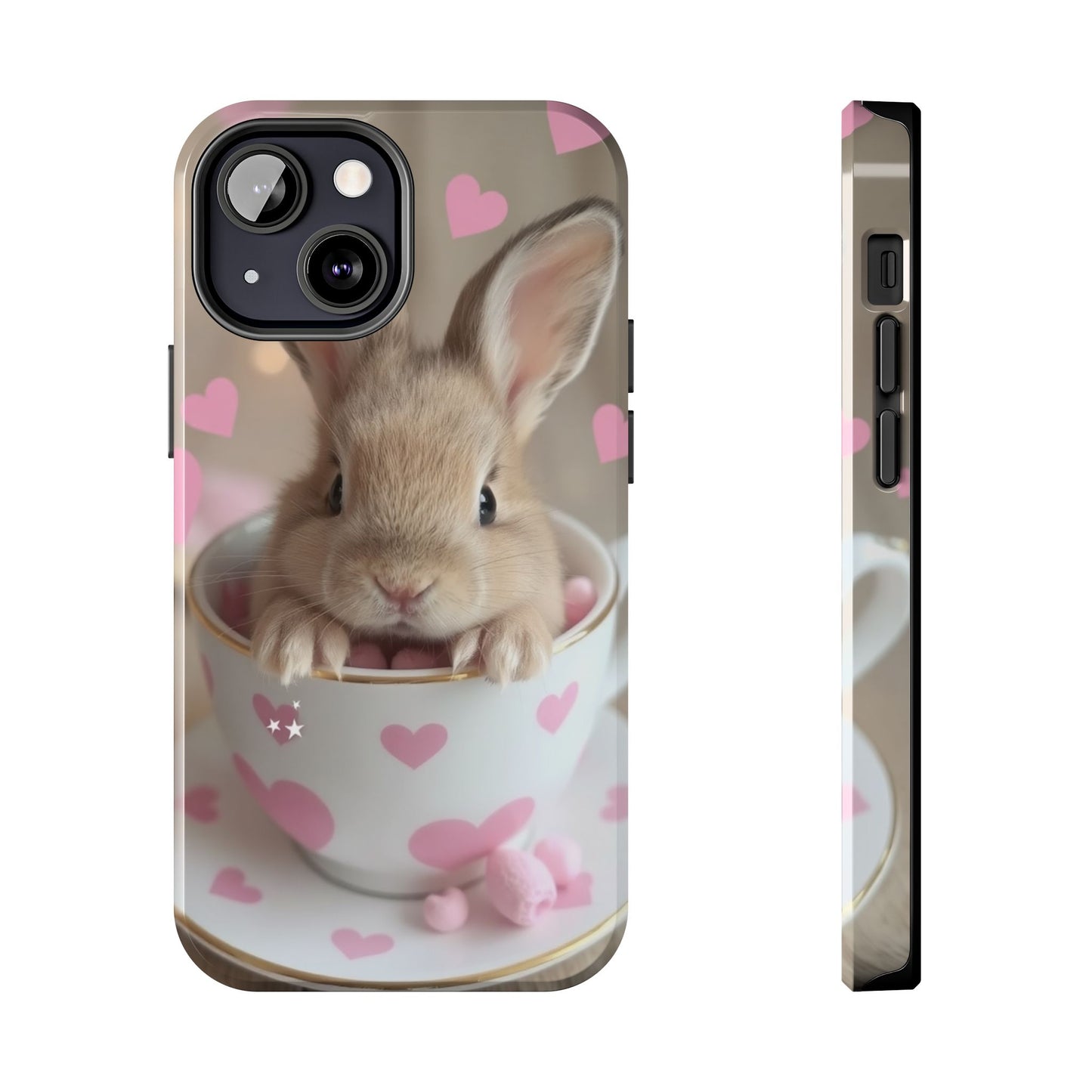 Adorable Bunny Phone Case with Heart Design - Cute Gift for Animal Lovers