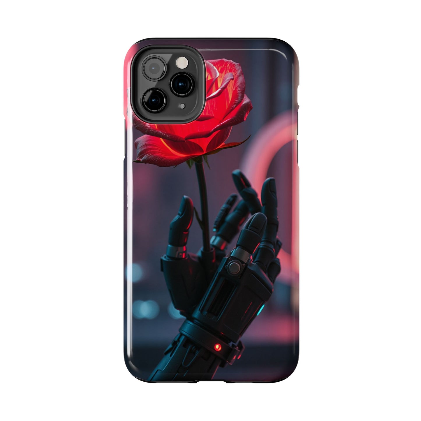 Futuristic Tough Phone Case with Robotic Rose Design | Durable Protection