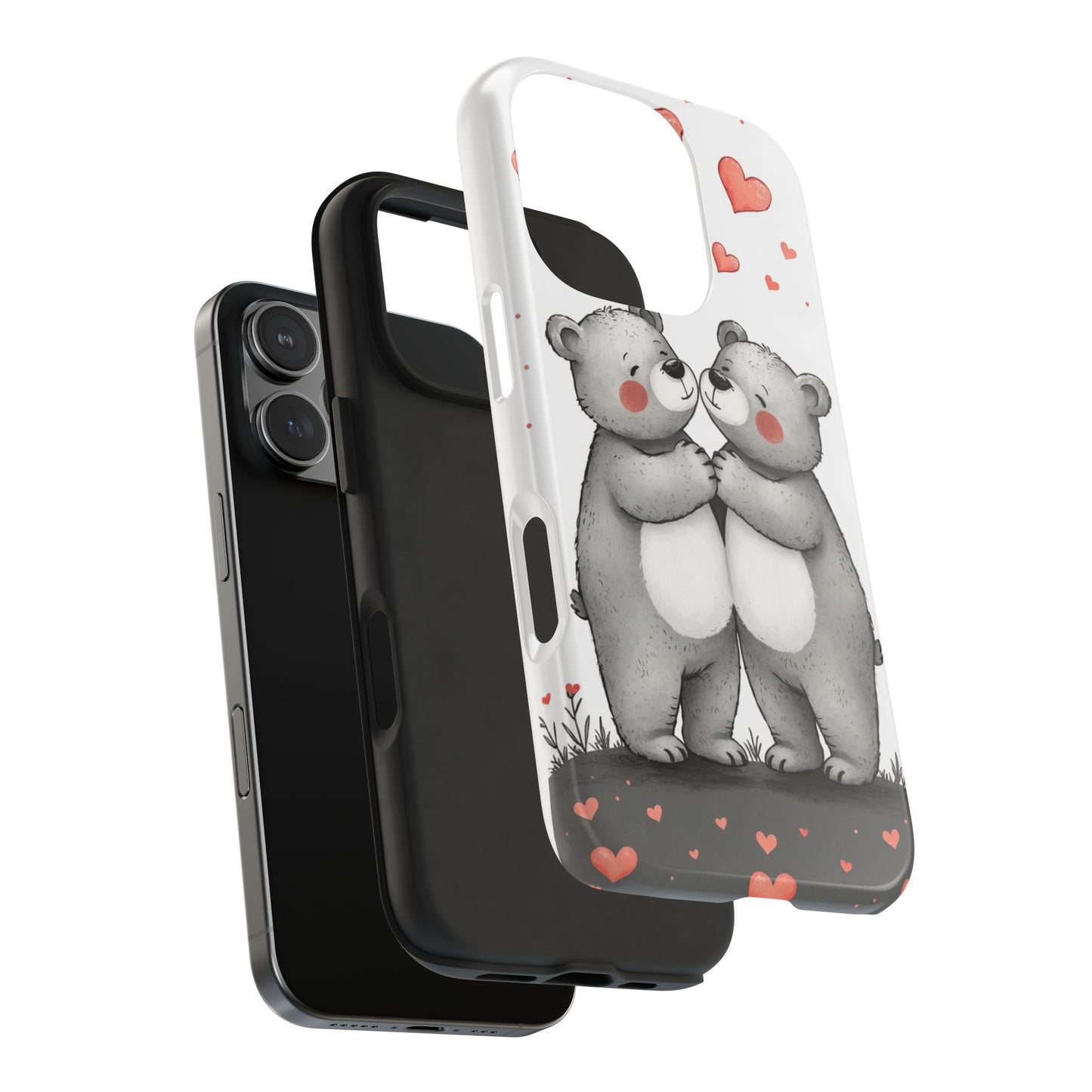 Cute Bear Love Tough Phone Case - Perfect for Valentine's Day & Couples
