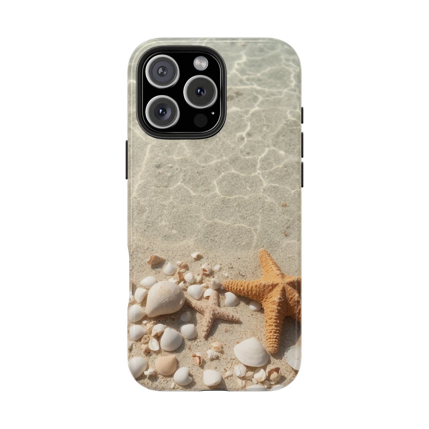 Beach-Inspired Tough Phone Case with Starfish and Seashell Design