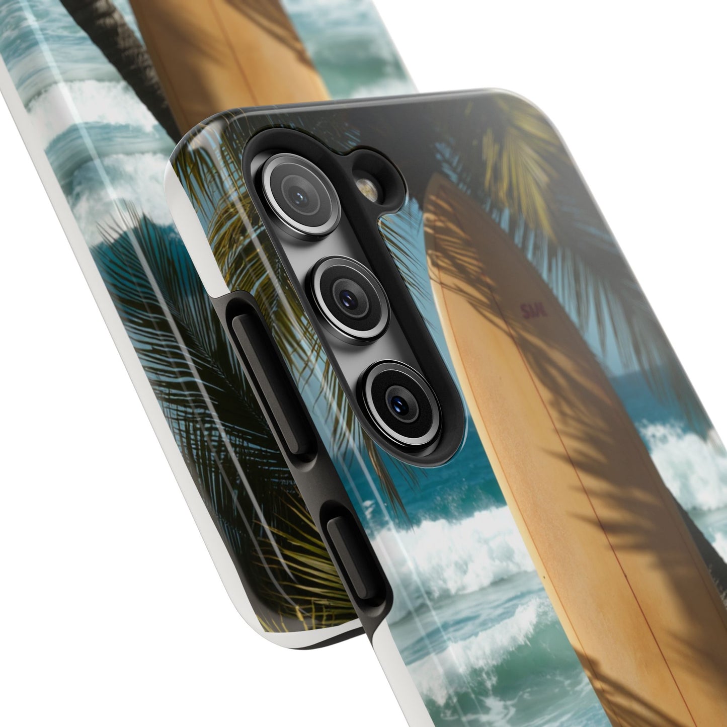 Tough Surfing Phone Case - Beach Vibes with Palm Trees & Surfboard