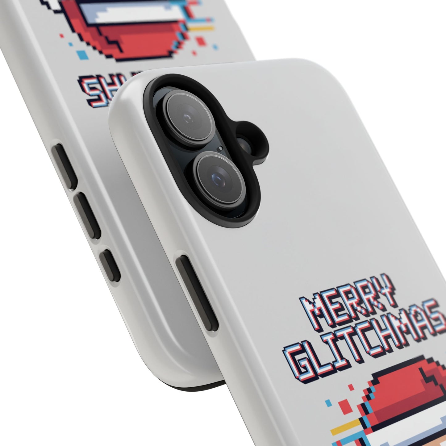 Merry Glitchmas Phone Case - Christmas Pixel Art Design for iPhone