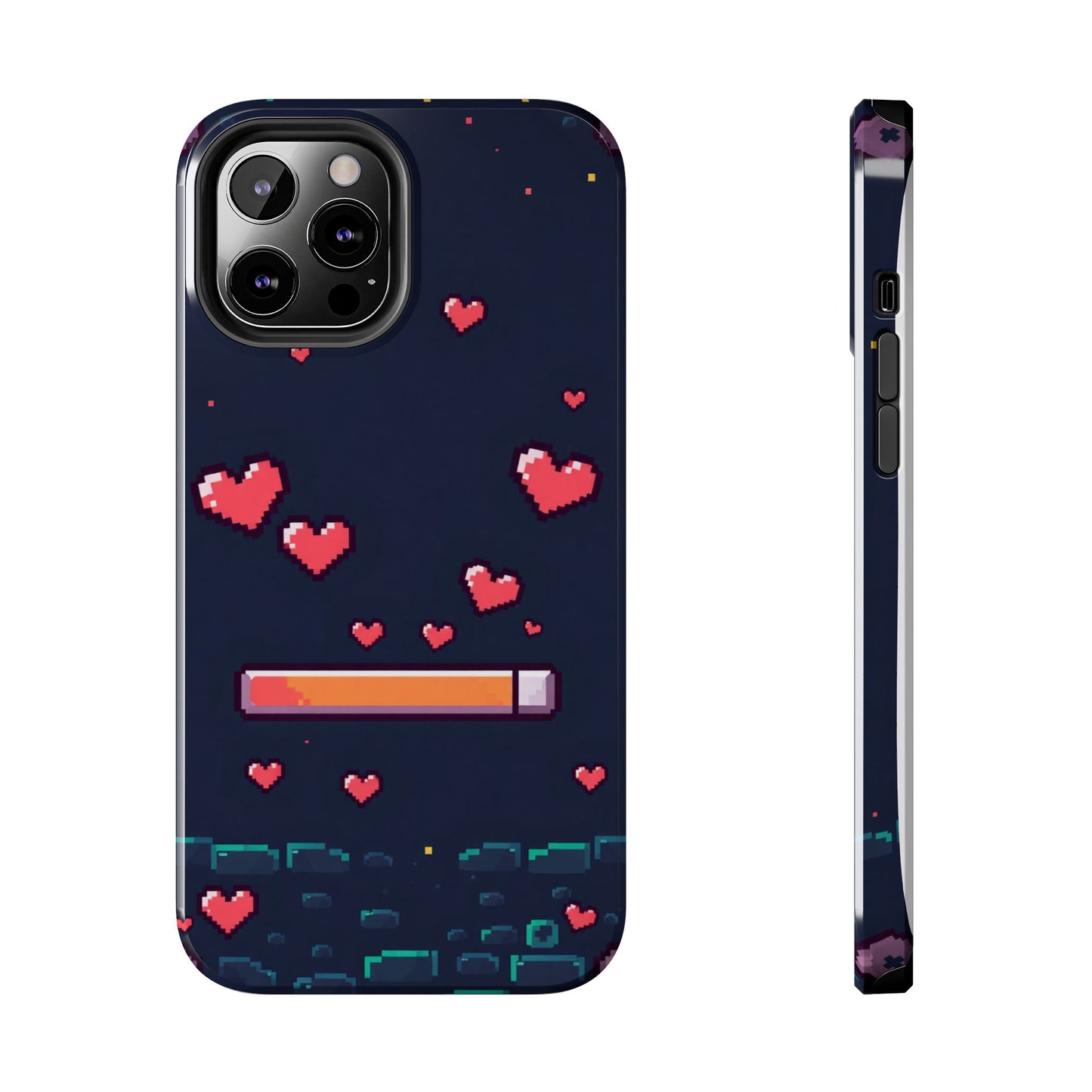 Pixel Heart Tough Phone Case - Retro Gamer Style for Valentine's Day